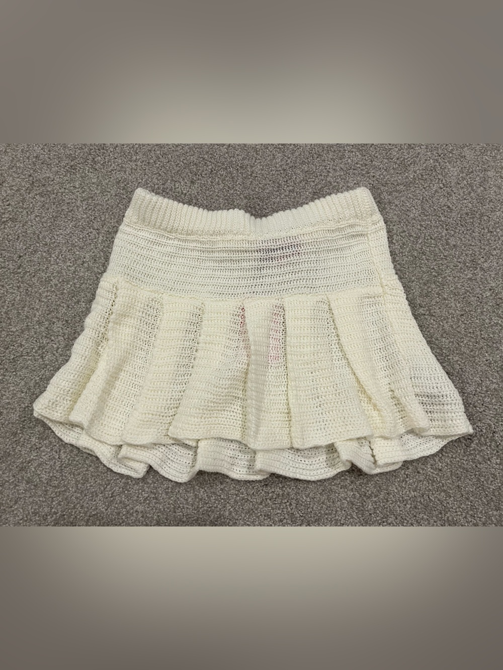 Edikted Cream Crochet Mini Skirt